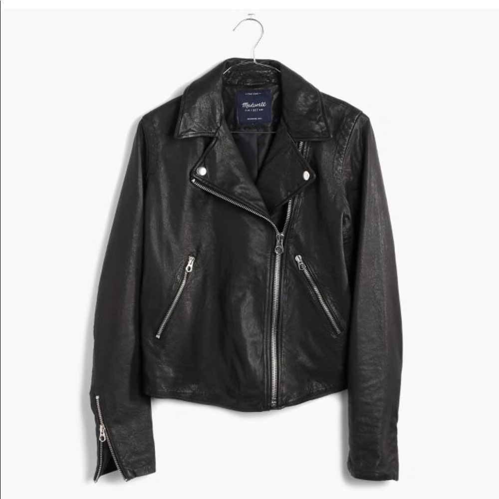 MADEWELL Washed Leather Motorcycle Jacket Size M